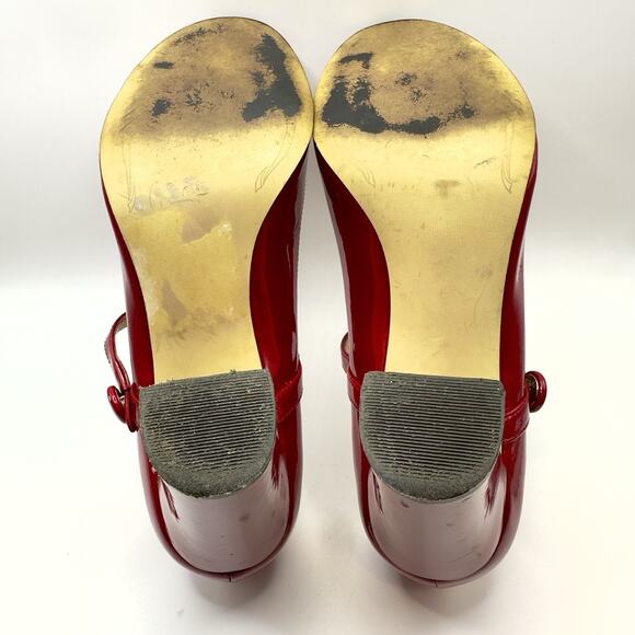 Tahari Red Patent T-Strap Heels Women’s 7 Pinup Rockabilly Peep toe Retro - Picture 11 of 11
